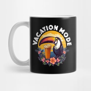 Toucan with Beer - Vacation Mode (White Lettering) Mug